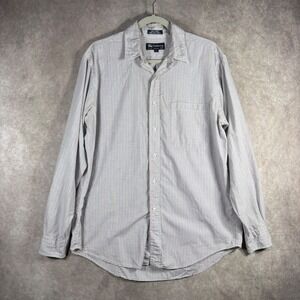 Burberrys Button Down Shirt Mens Large White Red Plaid Check Long Sleeve Cotton